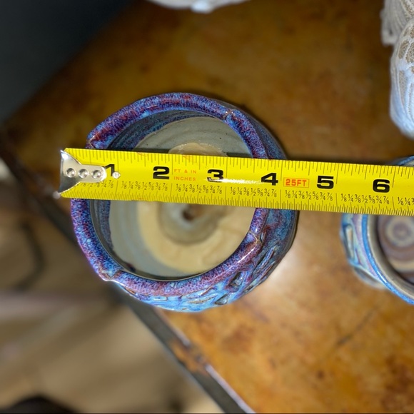 TWO BEAUTIFUL HANDMADE CERAMIC CANDLE HOLDERS - LIKE NEW - Picture 10 of 16